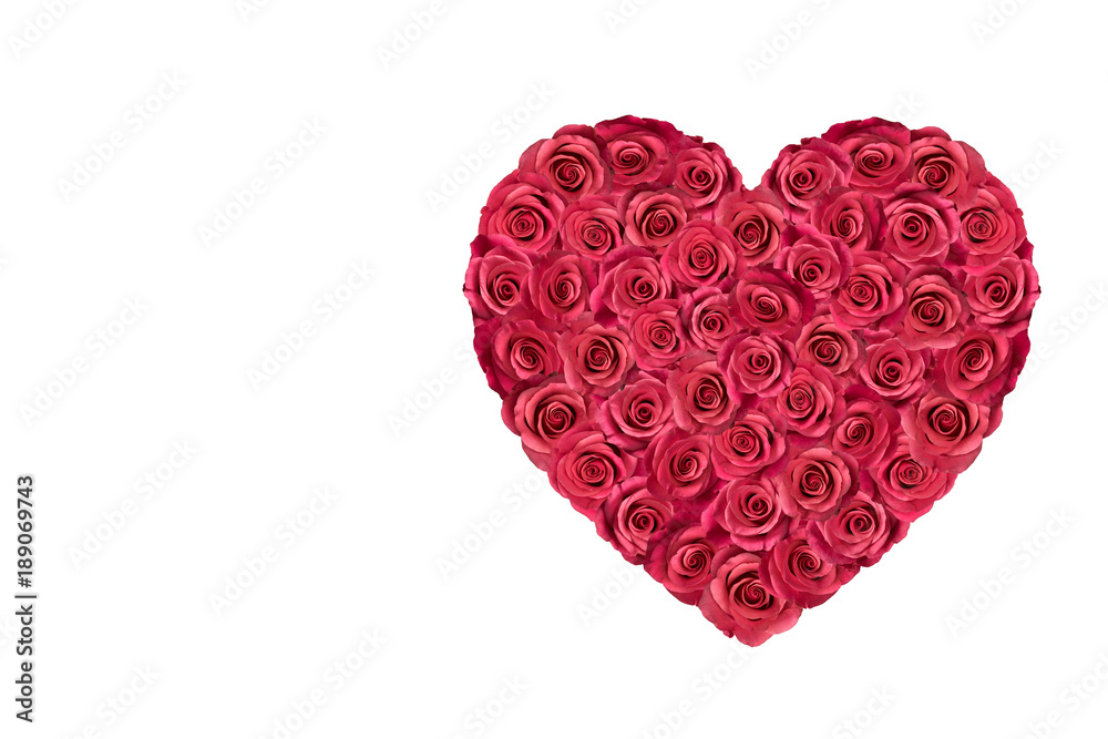 Heart filled with red roses isolated on white. Heart filled with red roses isolated on white.