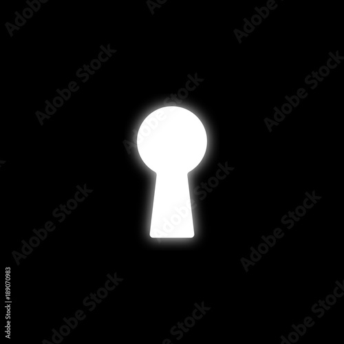 Silhouette of a keyhole on a black background. Vector illustration.