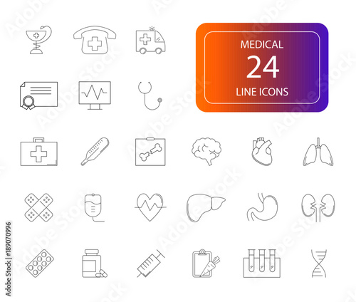 Line icons set. Medical pack. Vector illustration	