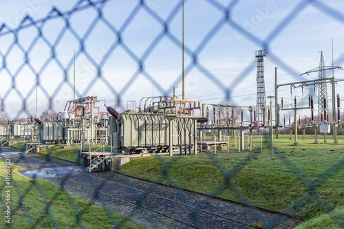 electrical substation behind fence