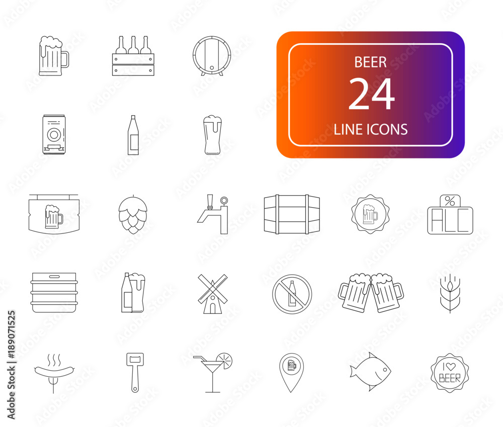 Line icons set. Beer pack. Vector illustration Line icons set. Beer pack. Vector illustration