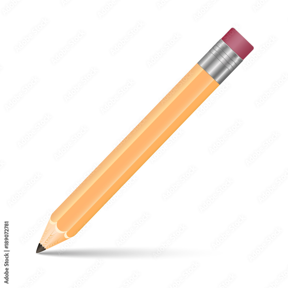 Vector illustration of sharpened detailed pencil with eraser on top isolated on white background Vector illustration of sharpened detailed pencil with eraser on top isolated on white background