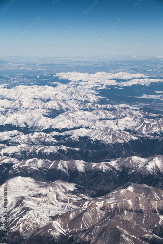 Snow Covered Mountain Range from the Air