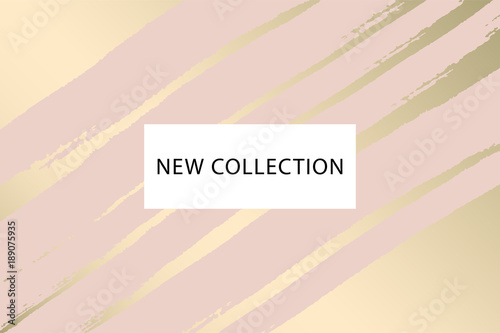 Set of New Collection fashion headers. Gold and Pastel blush. Elegant with hand drawn brush texture in pastel. Great for advertising, social media, web, blog, flyer, poster, brochure, invitation