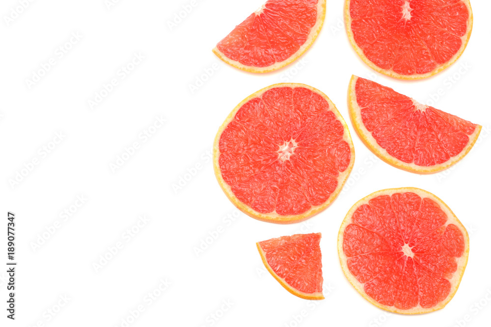 healthy food. sliced grapefruit isolated on white background top view healthy food. sliced grapefruit isolated on white background top view