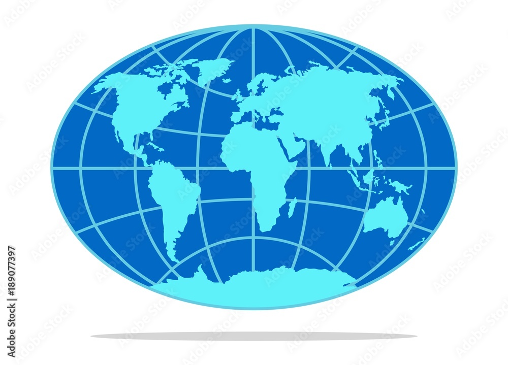 Simplified map of world with silhouettes of continents. Vector illustration Simplified map of world with silhouettes of continents. Vector illustration