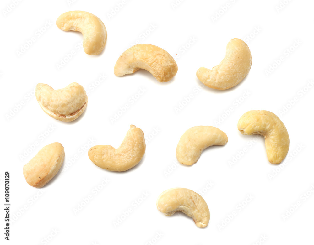 cashew isolated on white background top view cashew isolated on white background top view