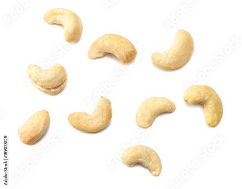 cashew isolated on white background top view