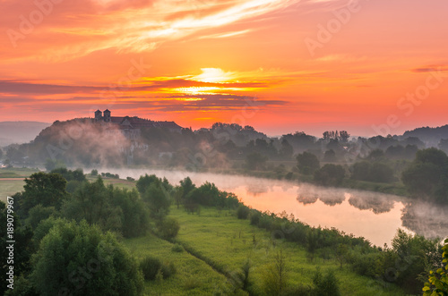 Colorful morning landscape in the morning, Poland, Tyniec near Krakow © tomeyk