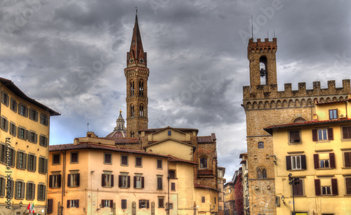 Landmarks on the Piazza di San Firenze in Florence, Italy