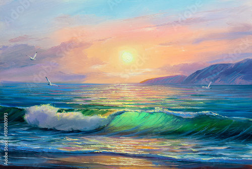Seascape  painting .Sea wave. photo