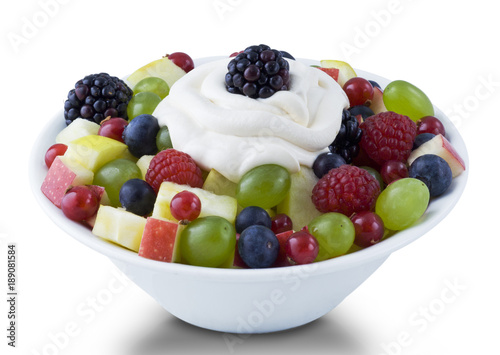 Ball of Fruits Salad with Cream Topping