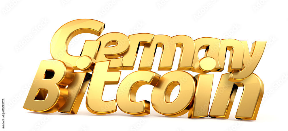 golden 3d rendering Bitcoin Germany isolated bold letters - obrazy, fototapety, plakaty 