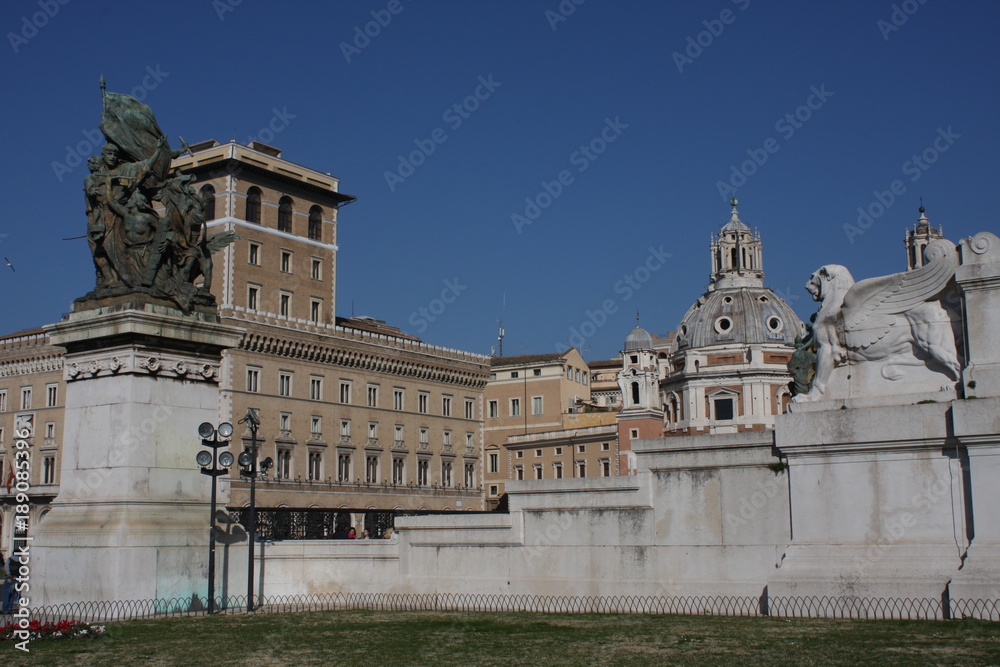 Statues and details of Altare Della Patria (Monumento Nazionale a Vittorio Emanuele II)  in Rome, Italy