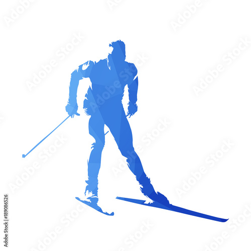 Cross-country skiing, abstract geometric vector silhouette