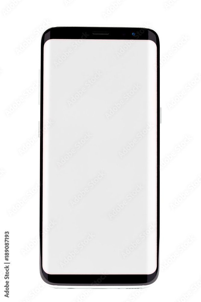Smartphone with rounded edges front view, isolated on white. Smartphone with rounded edges front view, isolated on white.