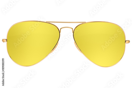 Aviator yellow sunglasses isolated