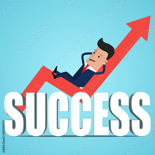 Businessman lie down on the diagram. Success business Concept . Vector illustration
