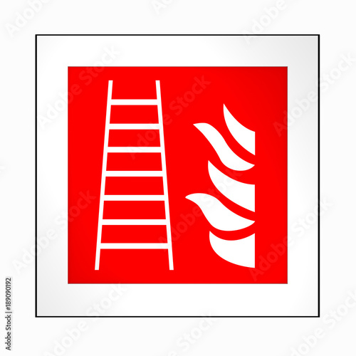 Brandschutzzeichen nach der aktuellen Form der ASR A1.3: Feuerleiter. 2d render