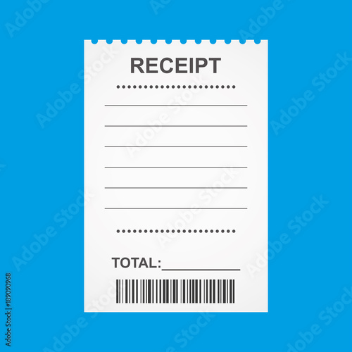 Blank receipt,isolated on blue background
