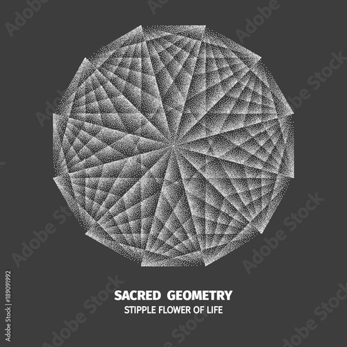 Abstract dot symbol sacred geometry phyllotaxis. Isolated halftone symbol. Opposite spirals vector illustration EPS 10 photo