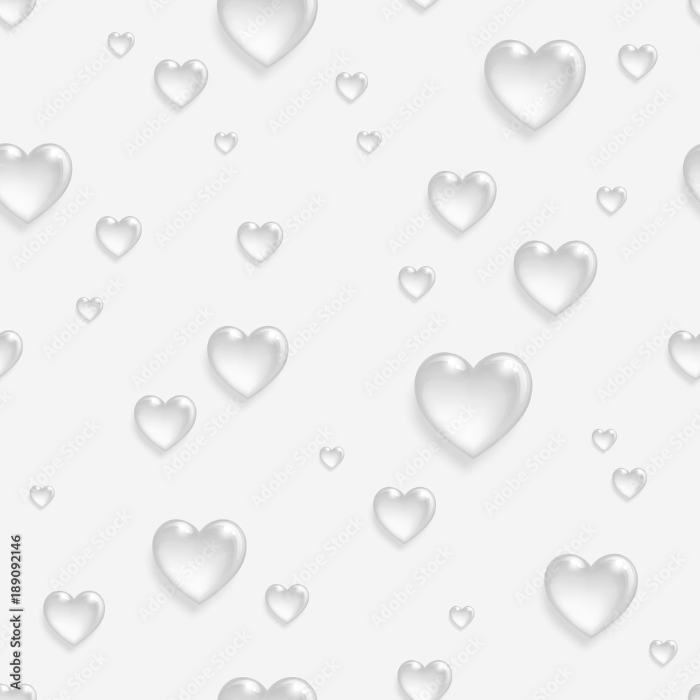 Faded seamless pattern with 3d hearts.