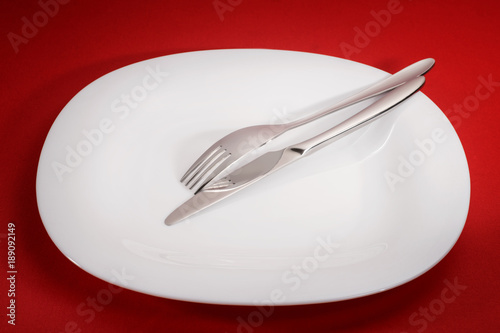 Square plate with fork and ...