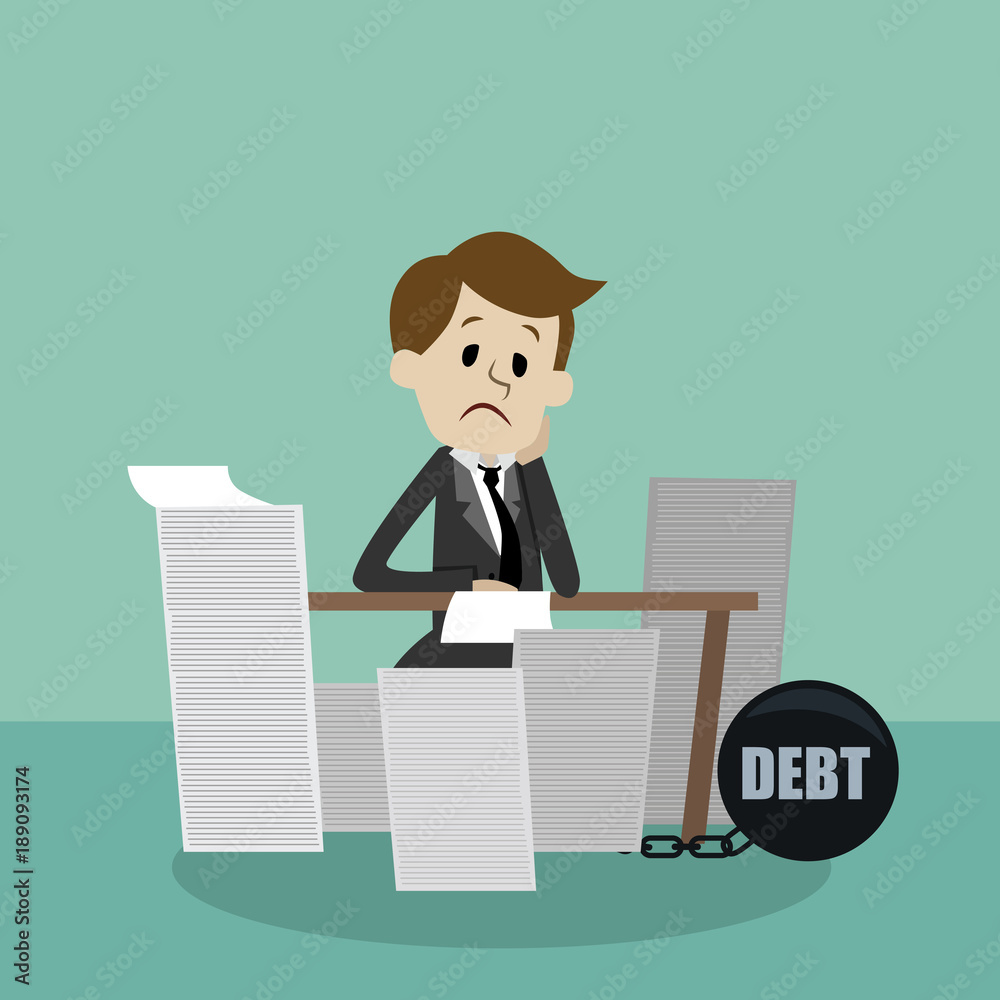 Businessman finding himself going to be busy because he has debt. Businessman finding himself going to be busy because he has debt.