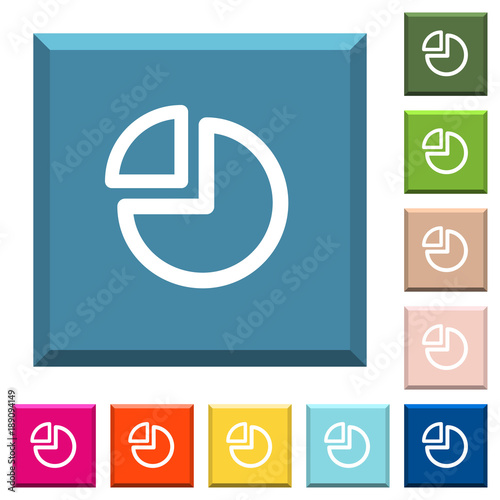 Pie chart white icons on edged square buttons
