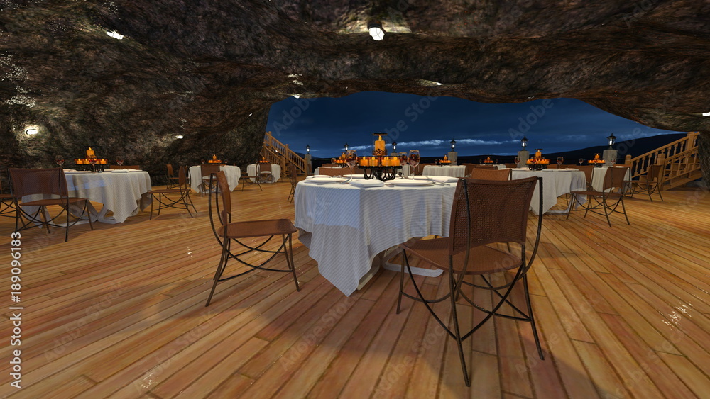 3D CG rendering洞窟レストラン