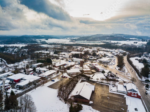 Aerial view of Gummersbach-Kotthausen in winter