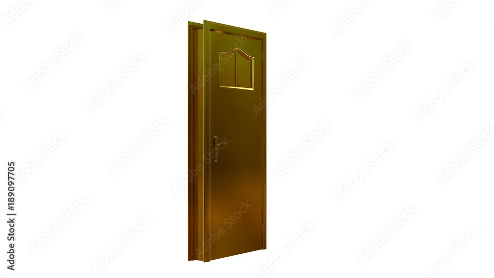 3d rendering of a golden door isolated on white 3d rendering of a golden door isolated on white
