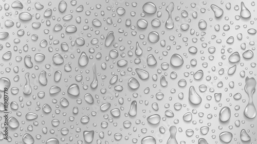 Background of water drops of different shapes with shadows in gray colors