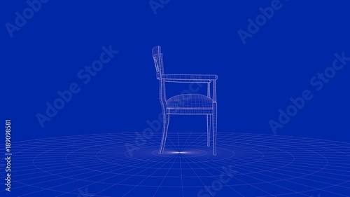 3d rendering of an outline chair object