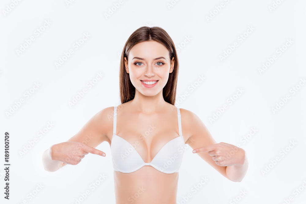 Cuite Tits Portrait of beautiful perfect sexual slim lovely cute cheerful girl with good proportions demonstrating her sexy big tits isolated on white background, wellbeing, wellness concept Stock Photo | Adobe Stock
