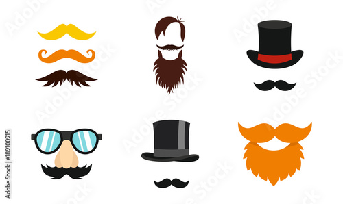 Mustache icon set, flat style