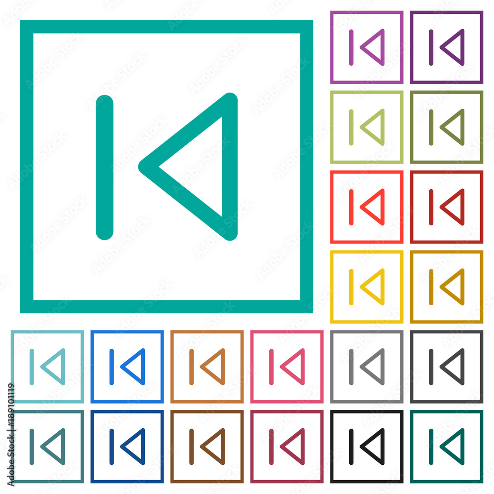 Media prev flat color icons with quadrant frames Media prev flat color icons with quadrant frames