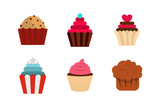 Cupcake icon set, flat style