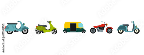 Motorcycle icon set, flat style