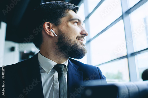 man with wireless earpiece