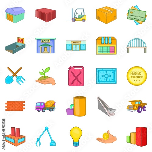 Parsimony icons set, cartoon style