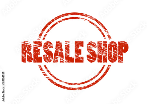 Billede på lærred resale shop vintage red rubber stamp isolated on white background