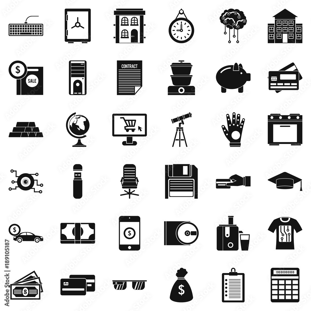 Credit card icons set, simple style Credit card icons set, simple style