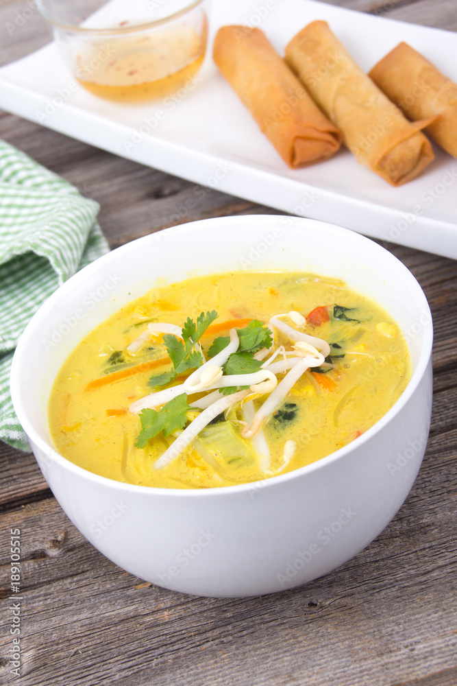 delicious thai curry coconut chiken soup bowl delicious thai curry coconut chiken soup bowl