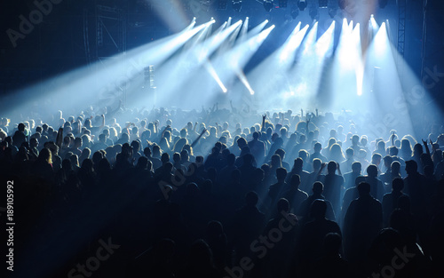 Crowd raising their hands and enjoying great festival party or concert