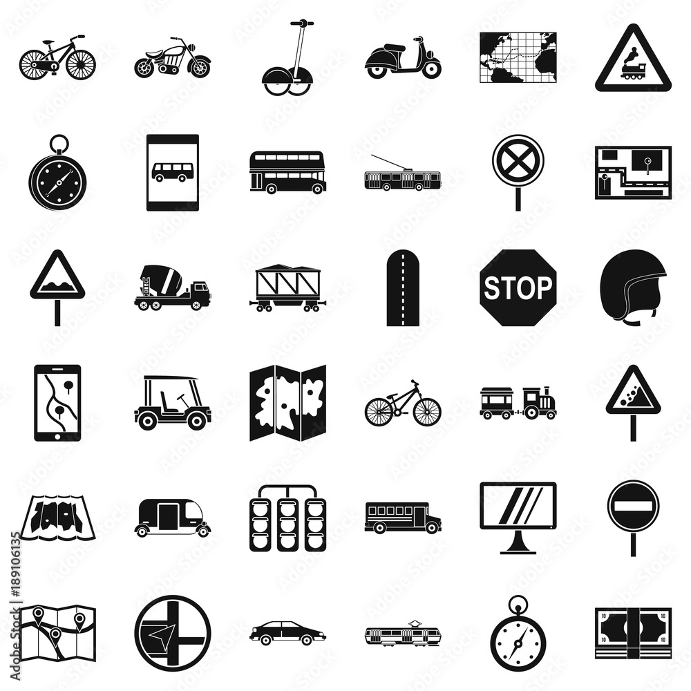 Address icons set, simple style Address icons set, simple style