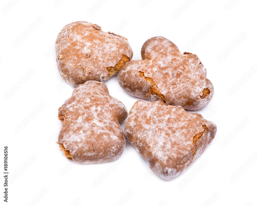 Home made sweet gingerbread isolated on white background Home made sweet gingerbread isolated on white background