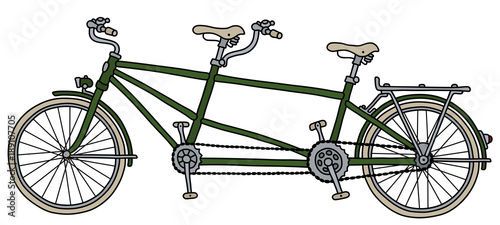 The green tandem bicycle
