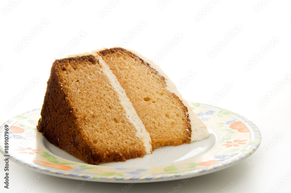 Slice of Caramel Cake Isolated on White