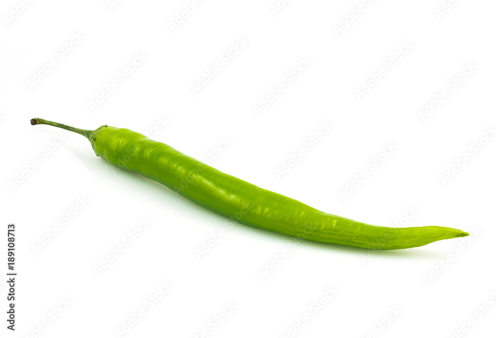 Green chili pepper isolated on white background cutout Green chili pepper isolated on white background cutout